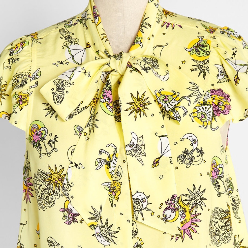Modcloth "Fluttering Days" Tie-Neck Blouse